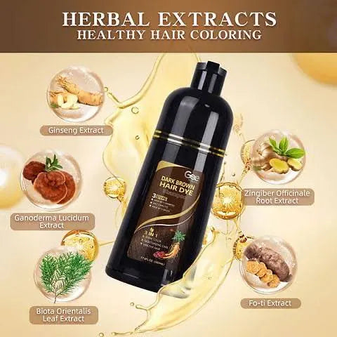 3-in-1 Herbal Hair Dye Shampoo, dark brown, 500ml