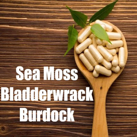 Seamoss 640mg Bladderwrack 640mg & Burdock root 640mg 60 vegetarian capsules