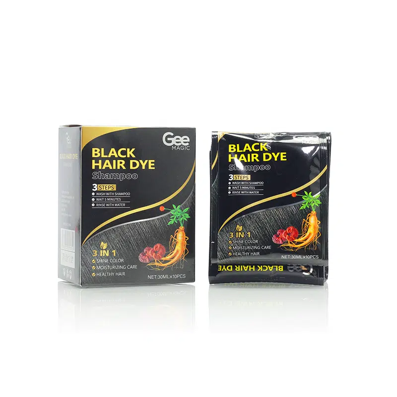 3-in-1 Herbal Hair Dye Shampoo, Black, 10 Pieces x 30ml