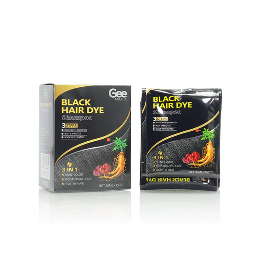 3-in-1 Herbal Hair Dye Shampoo, Black, 10 Pieces x 30ml