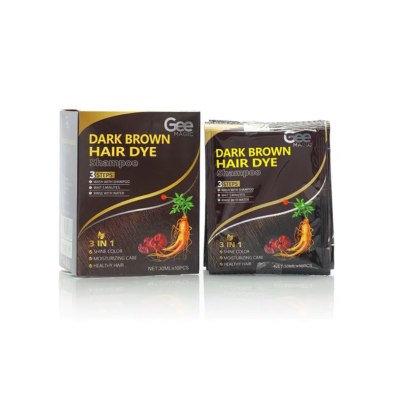 3-in-1 Herbal Hair Dye Shampoo, dark brown, 10 Pieces x 30ml